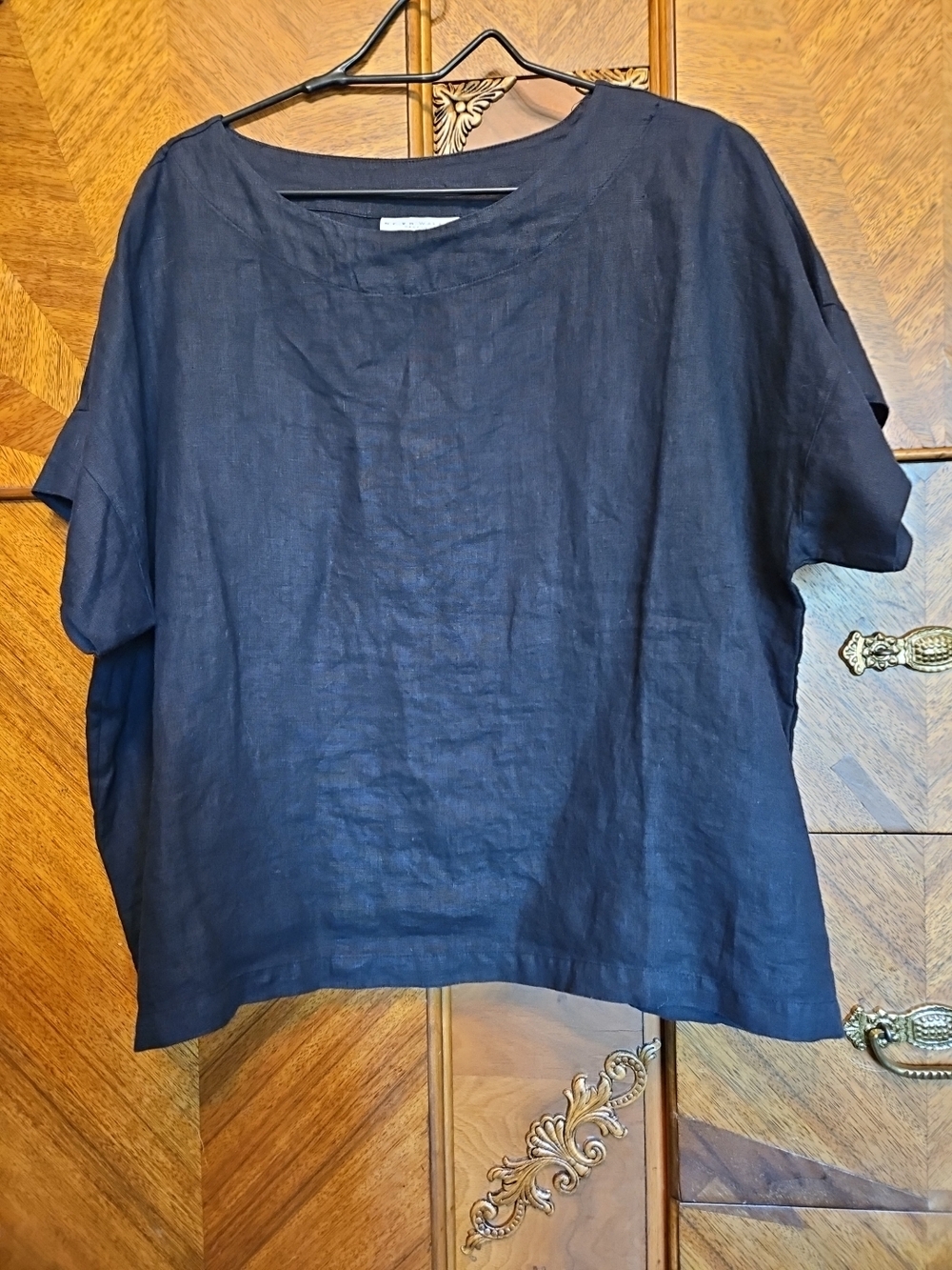 Brynn Walker Black Boxy Black Linen Top